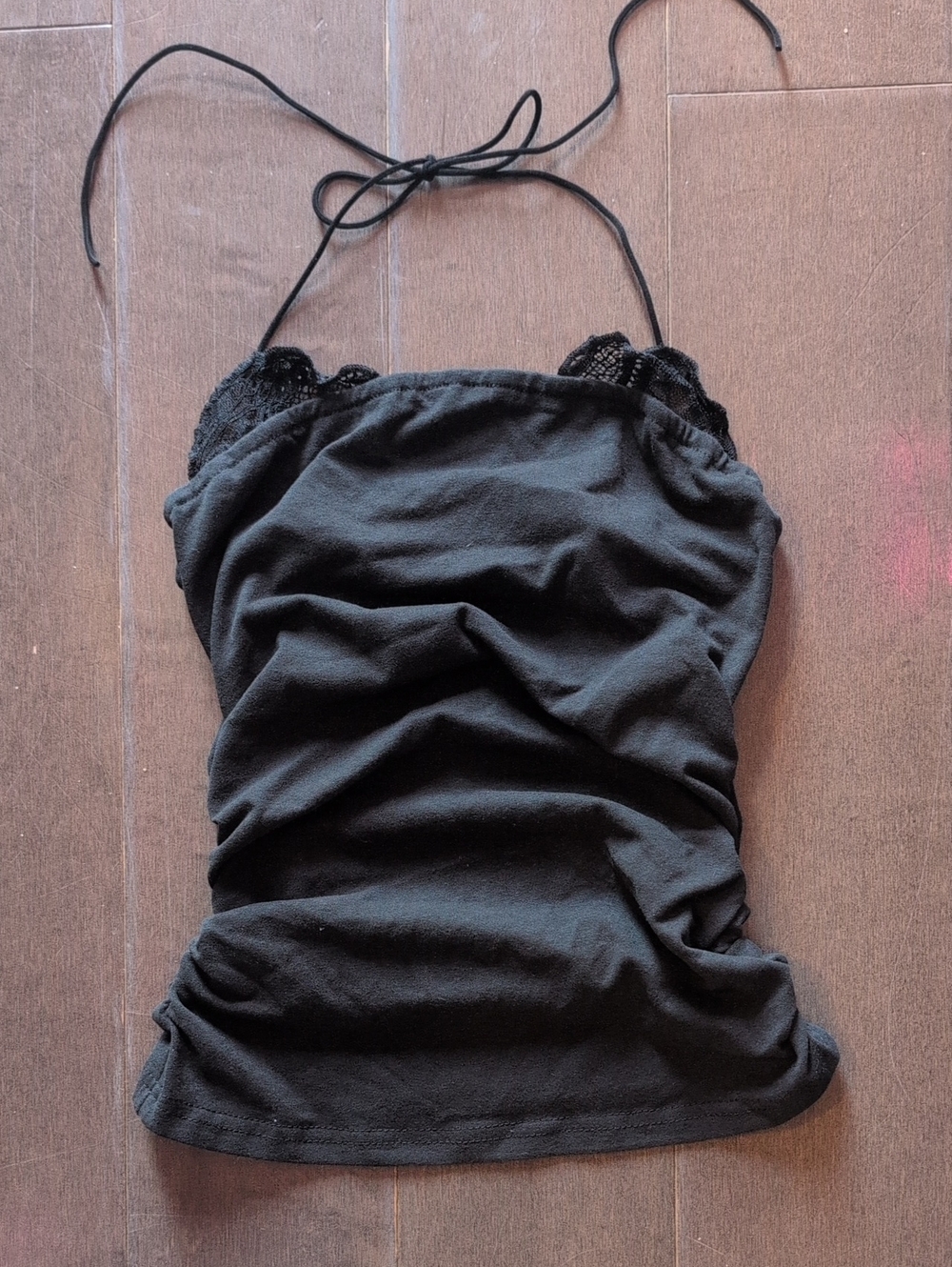 BRAND NEW Black Lace-Trim Halter Top